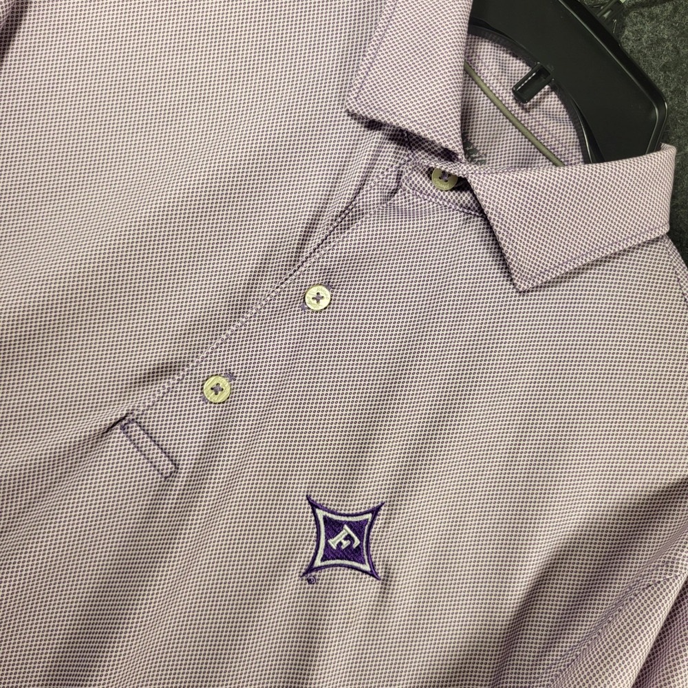 Furman University johnnie-O Polo Shirt Purple Geometric Stretch Golf Men's Small